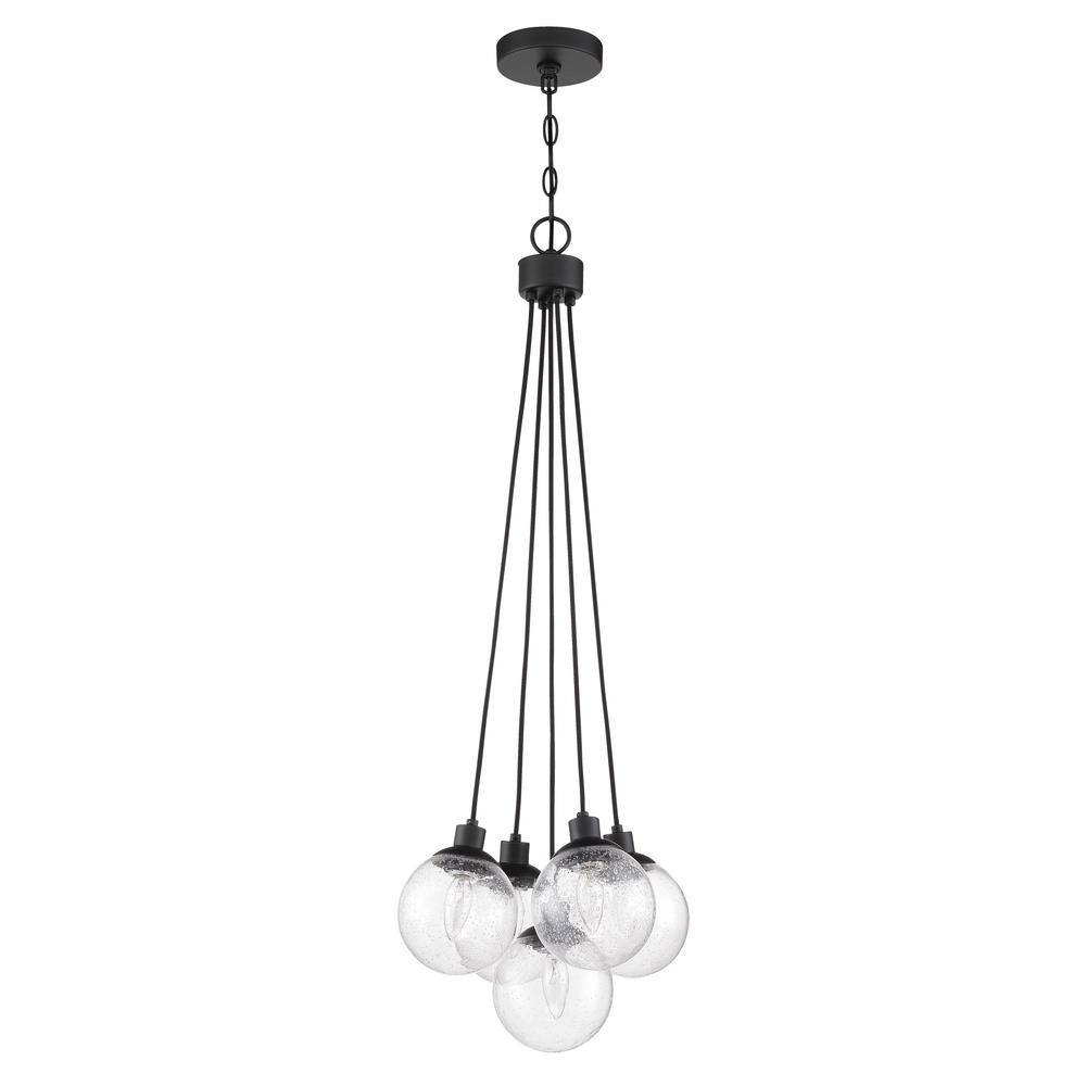 Flat Black Globe Cluster Pendant Light with Clear Glass Shades