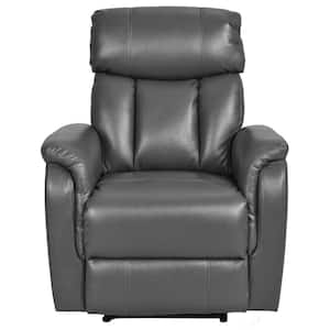 Dark PU Leather Power Motion Recliner with USB Charge for Living Room