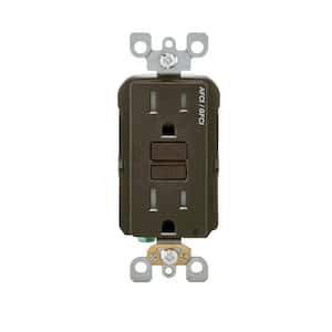 15 Amp 125-Volt Duplex Self-Test SmartlockPro Tamper Resistant AFCI/GFCI Dual Function Outlet, Brown