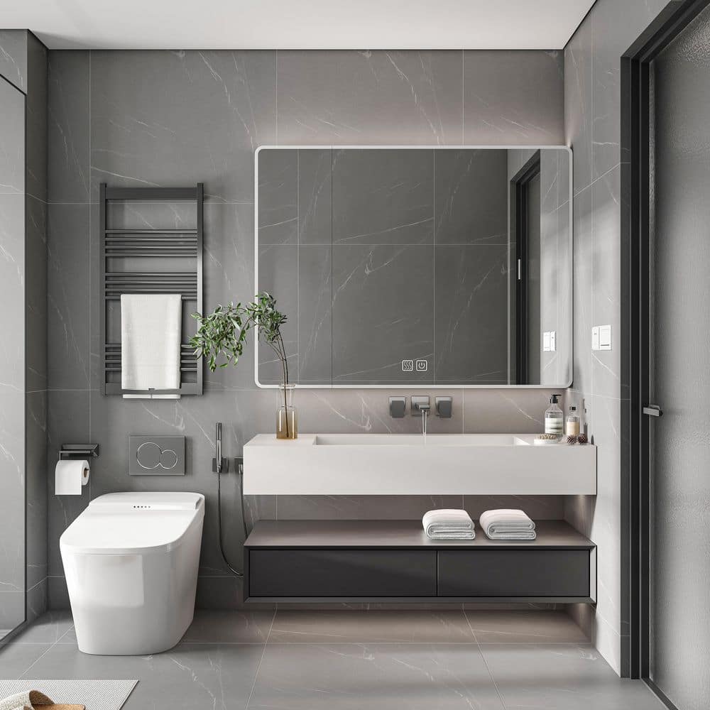 35 in. W x 28 in. H Large Rectangular Grey Surface Mount 3-Colors LED Light Medicine Cabinet with Mirror and Defog price history on PriceWatchPro