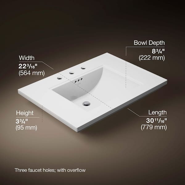Memoirs 30 in. Ceramic Countertop Sink Basin in White with Overflow Drain