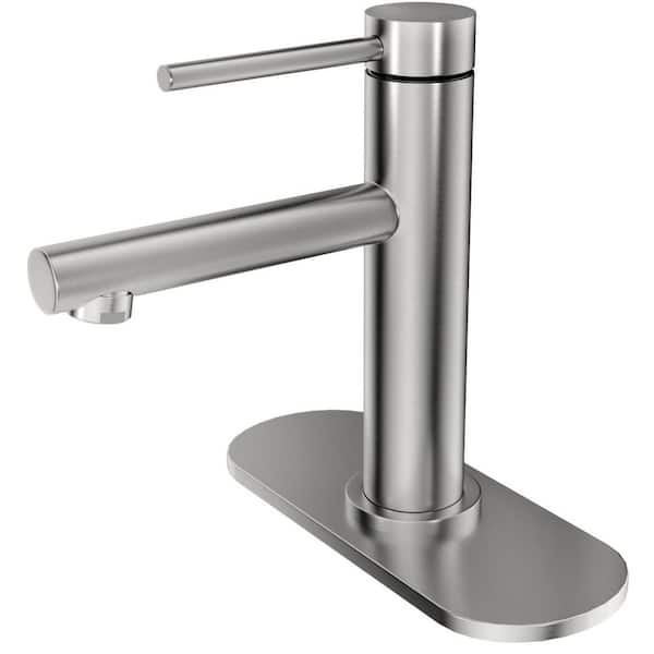 Bwe Single Handle Single Hole Low Arc Bathroom Faucet With Drain Assembly Drip Free Vanity Sink 