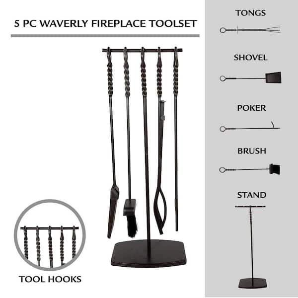 Pleasant Hearth Waverly 5-Piece Fireplace Tool Set FA078TL