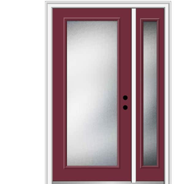 MMI Door 53 in. x 81.75 in. Micro Granite Left-Hand Inswing Full Lite Decorative Painted Fiberglass Smooth Prehung Front Door