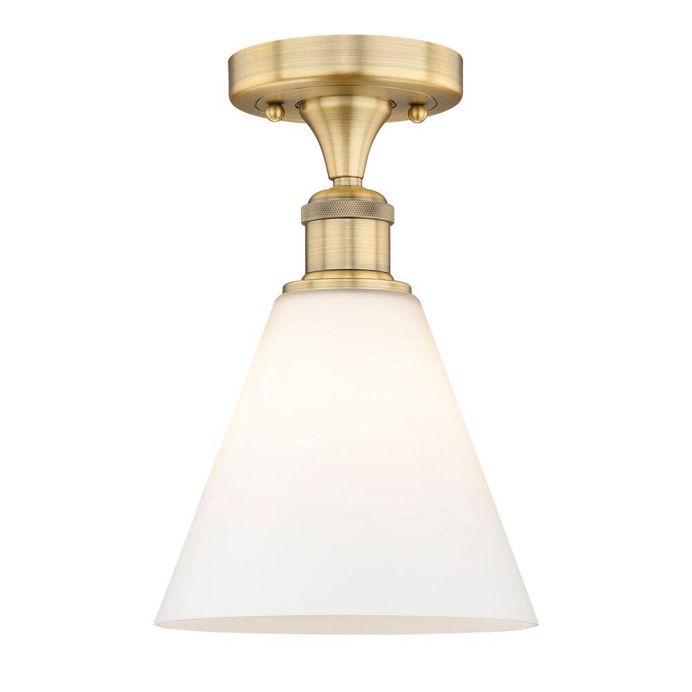 Berkshire 8 in. 1-Light Brushed Brass Industrial Semi-Flush Mount with Frosted Glass Shade price history on PriceWatchPro