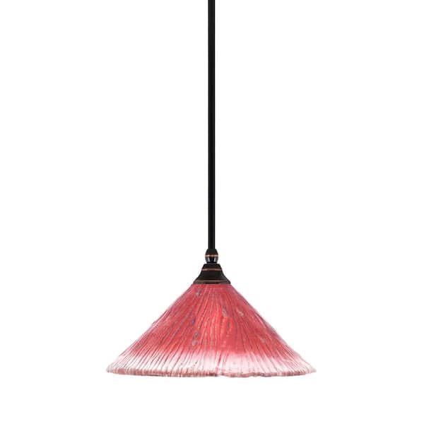 Unbranded Sparta 100-Watt 1 Light Black Copper Shaded Pendant, Mini Pendant Light with Raspberry Crystal Shade No Bulb Included