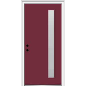 36 in. x 80 in. Viola Right-Hand Inswing 1-Lite Frosted Glass Painted Fiberglass Prehung Front Door on 4-9/16 in. Frame
