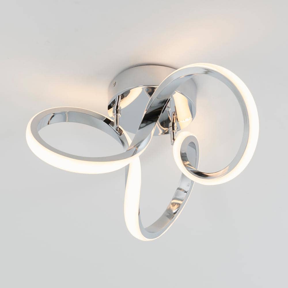 Swirl Chrome Abstract LED Semi Flush Mount Ceiling Light