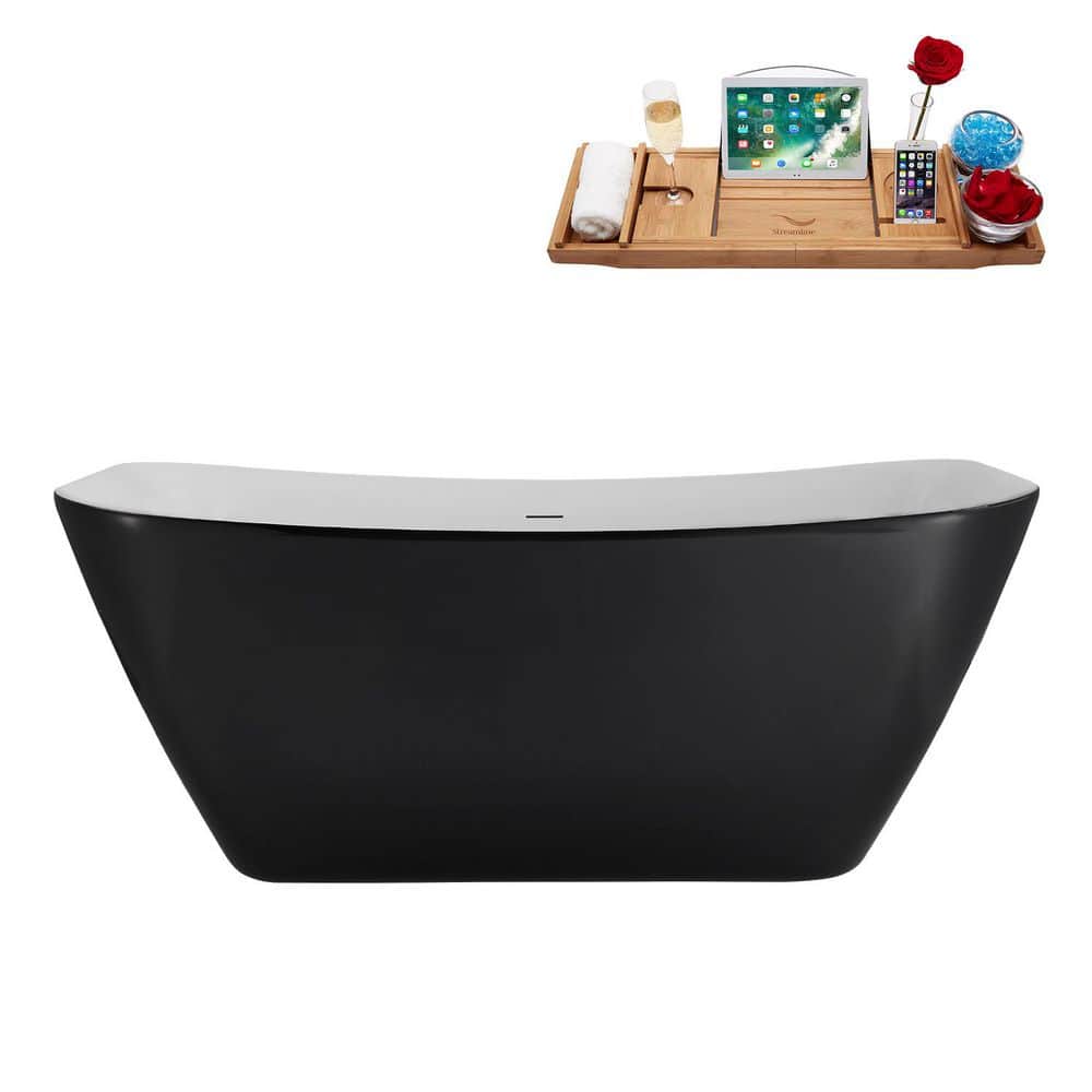 59 in. x 31 in. Acrylic Freestanding Soaking Bathtub in Glossy Black with Polished Chrome Drain price history on PriceWatchPro