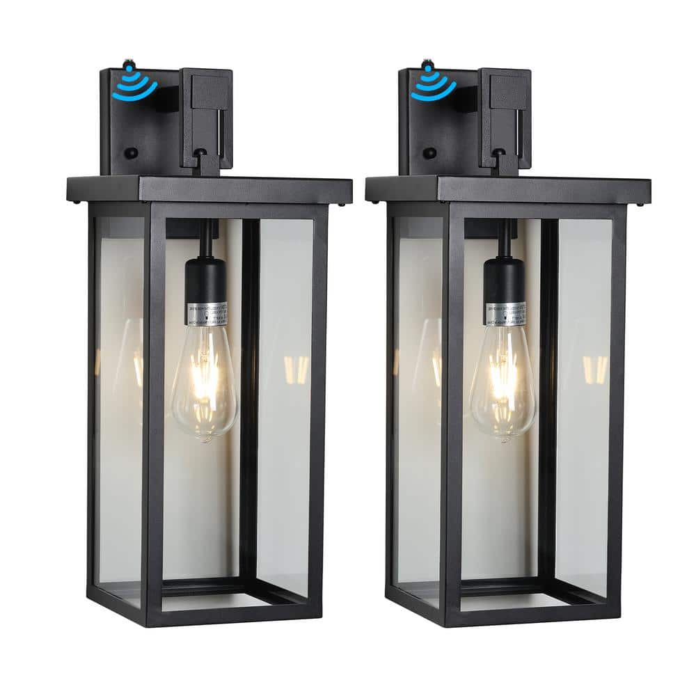 8.7 in. 2-Light Black Iron Frame Modern Wall Sconce Ambient Light Sensors E