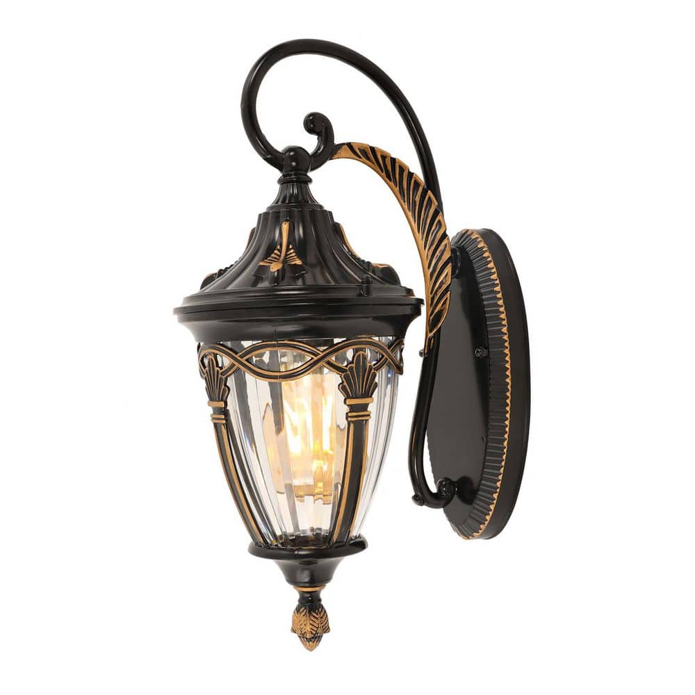 1-Light Black Antique Outdoor/Indoor Waterproof Wall Sconce Wall Light with Clear Glass Shade, No Bulbs Included price history on PriceWatchPro
