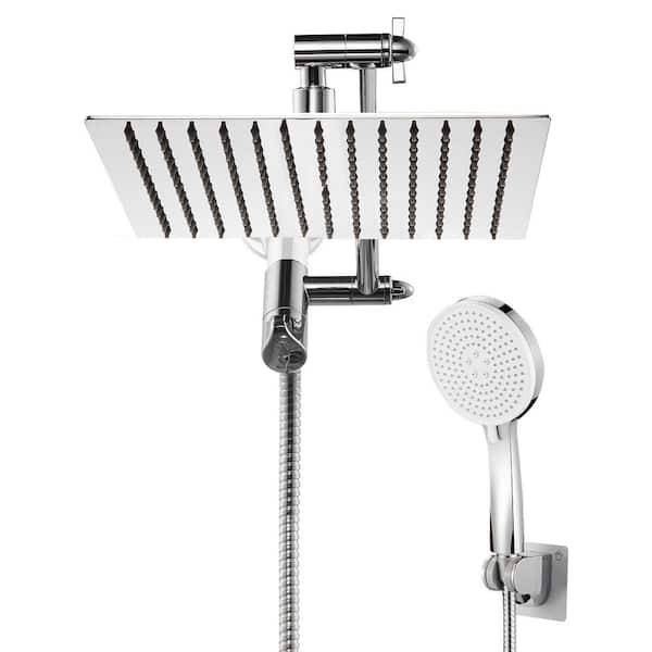 Rain Shower Head Combo 5-Spray 8 in. Wall Mount Dual Shower Heads and Handheld Shower Head with 2.5 GPM in Chrome