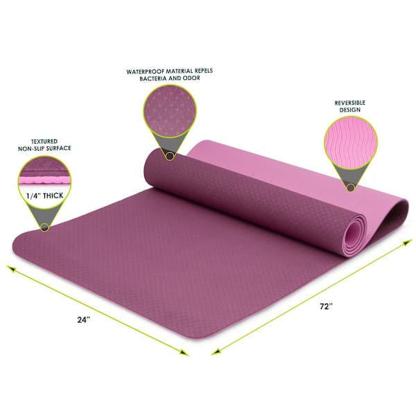 Pink yoga mat for exercise on white background, 🇩🇪Profess…
