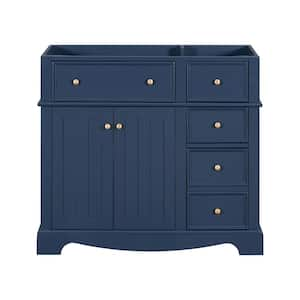 35.4 in. W x 17.8 in. D x 32.9 in. H Bath Vanity Cabinet without Top with 3 Drawers and Adjustable Shelf in Blue