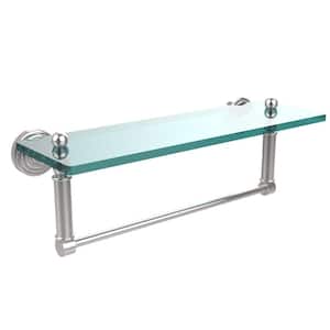 Waverly Place 16 in. L x 5 in. H x 5 in. W Clear Glass Bathroom Shelf with Towel Bar in Polished Chrome