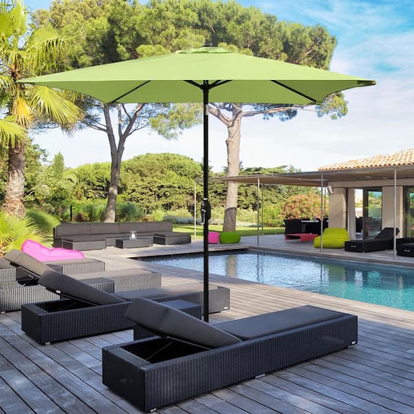 Maypex 6.5ft. Steel Crank and Tilt Square Market Patio Umbrella in Green
