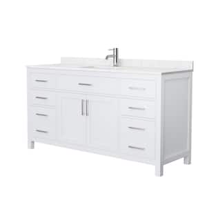 Beckett 66 in. W x 22 in. D Single Vanity in White with Cultured Marble Vanity Top in Carrara with White Basin