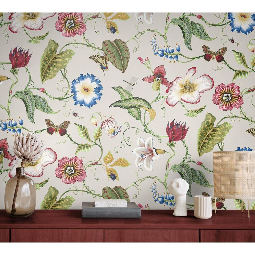Raspberry & Chartreuse Floral Vinyl Peel and Stick Wallpaper Roll