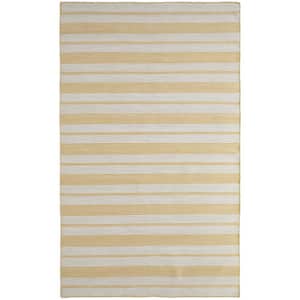 4 x 6 Yellow and Ivory Striped Area Rug
