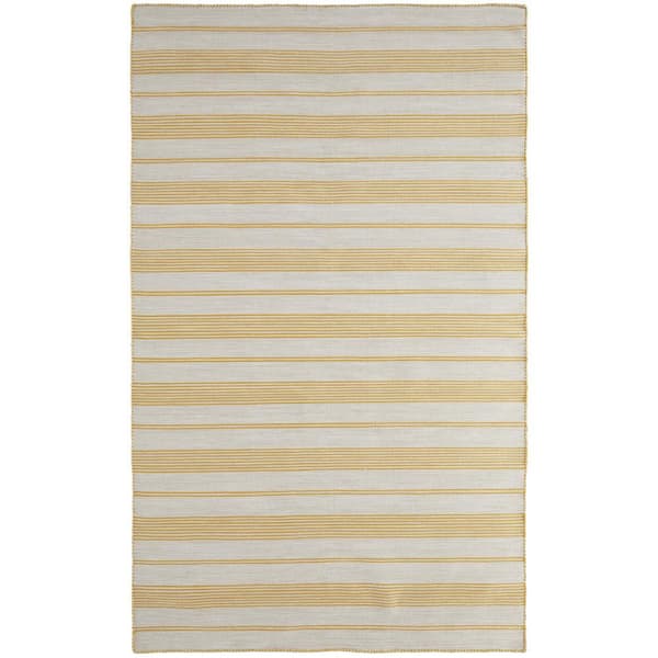 HomeRoots 4 x 6 Yellow and Ivory Striped Area Rug