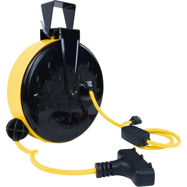 30 ft. 16/3 10 Amp Retractable Extension Cord Reel with 3 Grounded Outlet SJTW UL Listed in Yellow