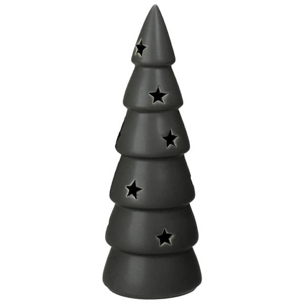 Northlight 9 in. Lighted Dark Gray Ceramic Christmas Tree Tabletop ...