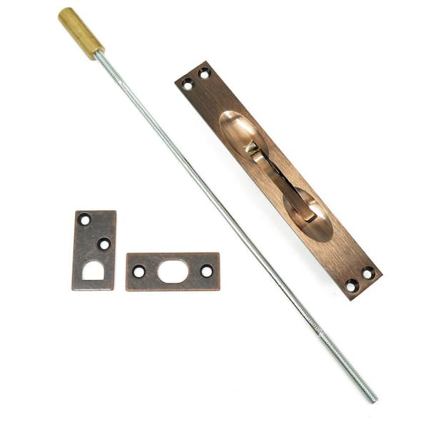 Solid Brass Extension Flush Bolt in Antique Copper