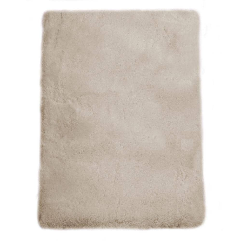 Mmlior Faux Rabbit Fur Light Brown 3 ft. x 5 ft. Fluffy Cozy Furry Area Rug -  Latepis, TMBERC35