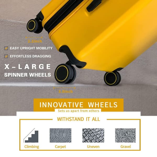 VERAGE 20/24/28 in. Yellow Luggage Sets with Spinner Wheels, Expandable  3-Piece Luggage Sets, Travel Suitcase Set TSA Approved GM20062W  II-20-24-28-Yellow - The Home Depot