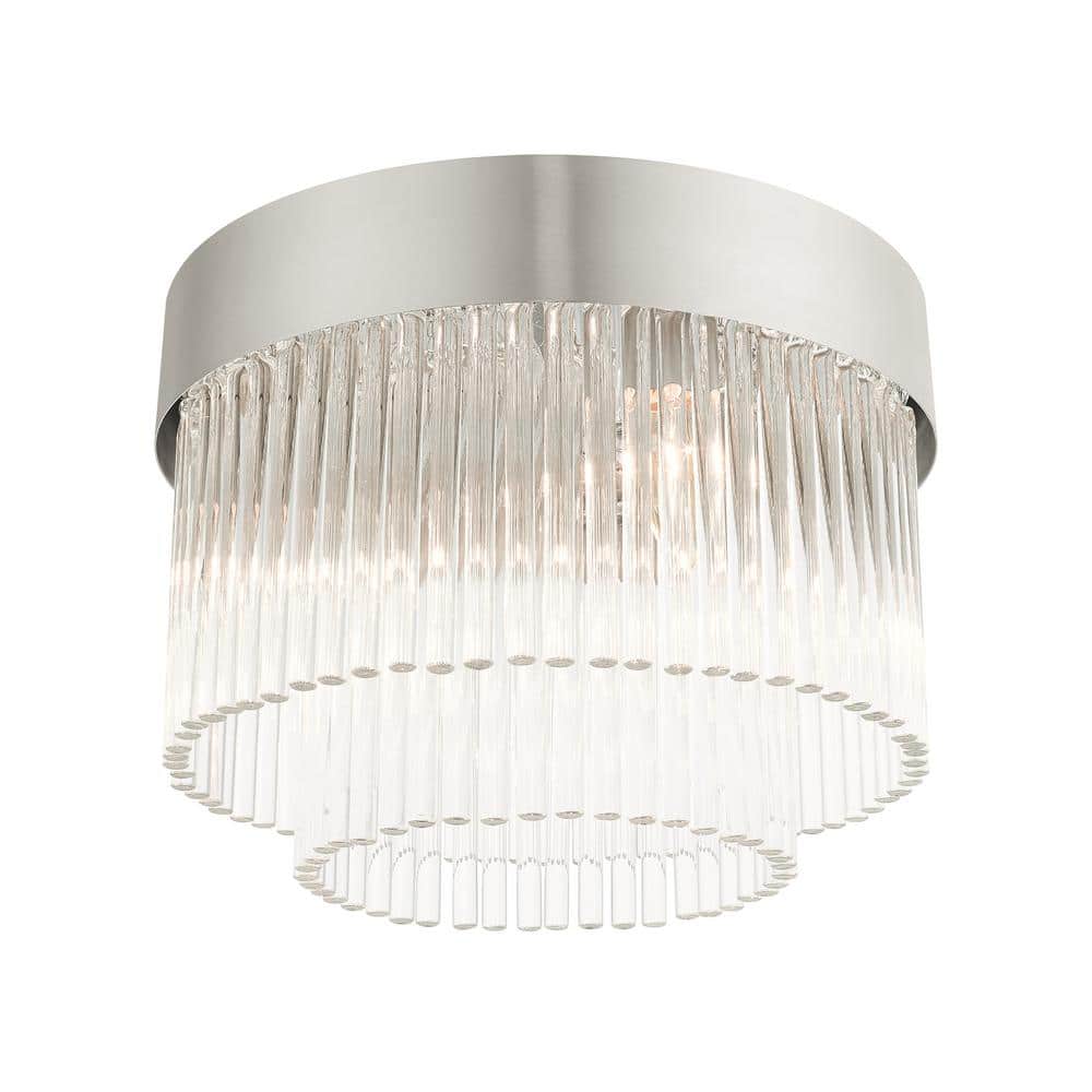 Norwich Sleek Crystal Rod 4-Light Flush Mount in Brushed Nickel