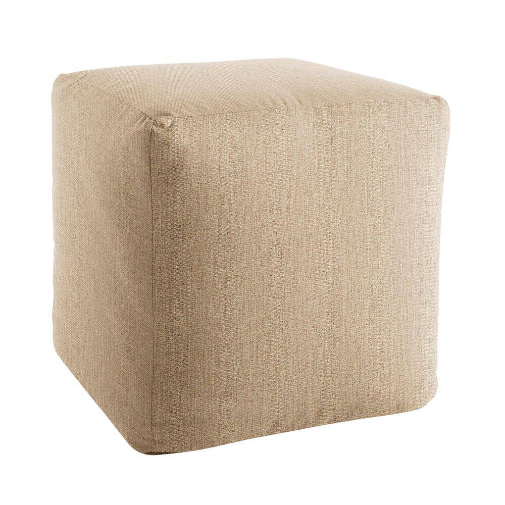 1101Design 18 in. x 18 in. Canvas Fawn Indoor/Outdoor Foam Pouf