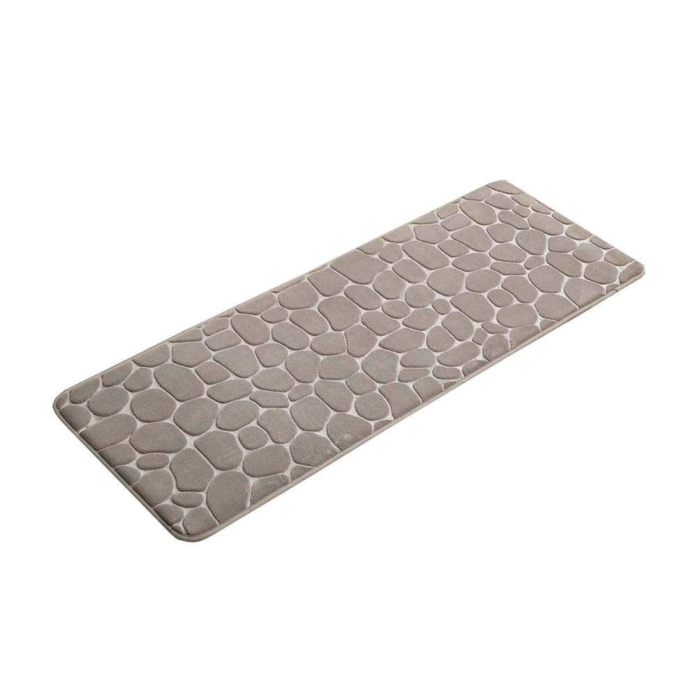 Taupe Memory Foam Runner Mat with 3D Pebble Design