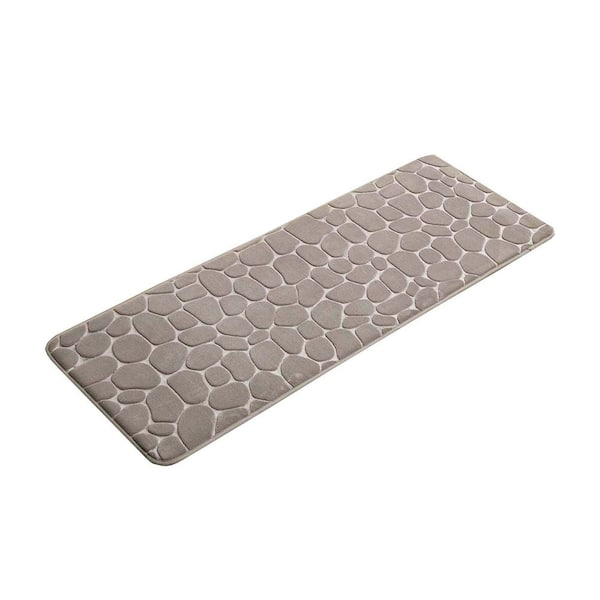 EVIDECO French home goods Bath Rug 18 in. x 48 in. Brown Microfiber Memory Foam Bath Runner Mat