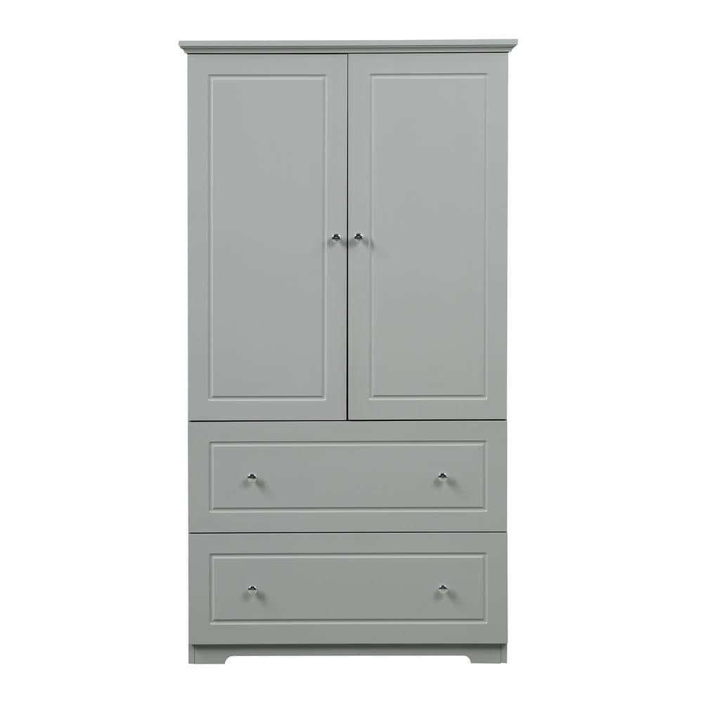 33 in. W x 13 in. D x 62 in. H Gray MDF Linen Cabinet with Adjustable Shelf