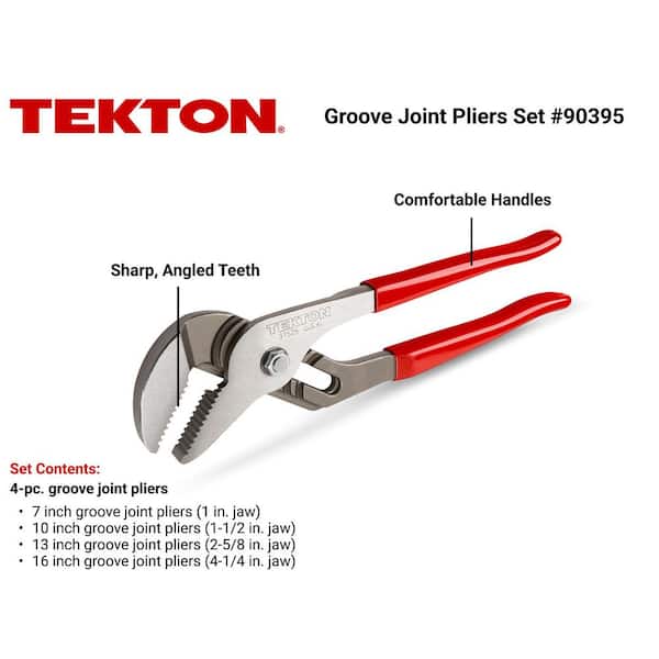 7 in., 10 in., 13 in., 16 in. 4-Piece Groove Joint Pliers Set