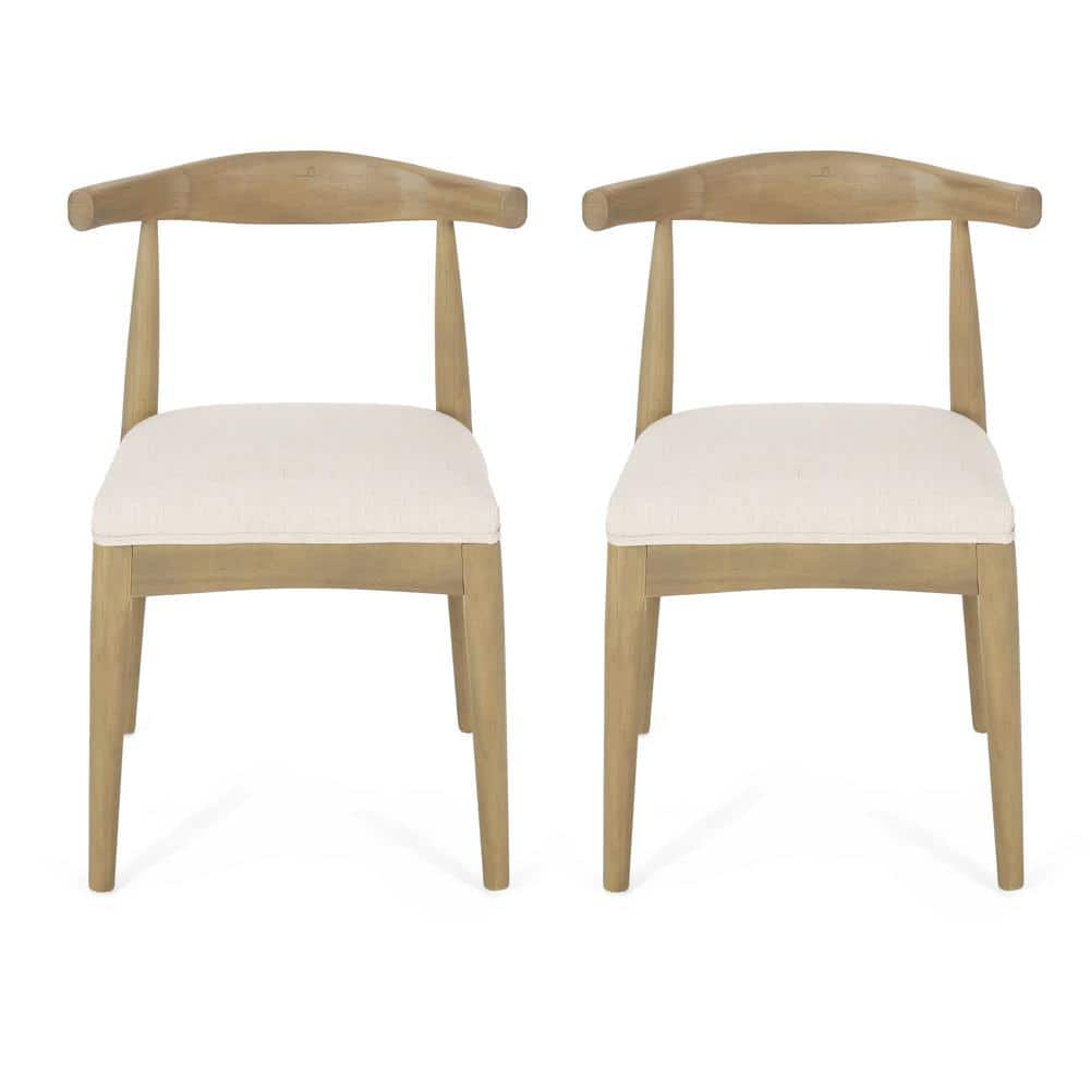 Noble House Cotterell Light Ash and Beige Fabric Dining Chair (Set