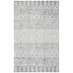 Glamour Charcoal 5 ft. x 8 ft. Distressed Damask Area Rug