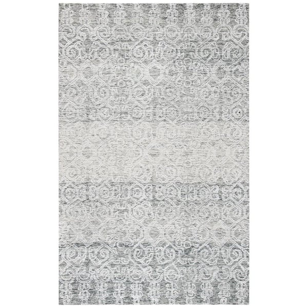 Glamour Charcoal 8 ft. x 10 ft. Distressed Damask Area Rug