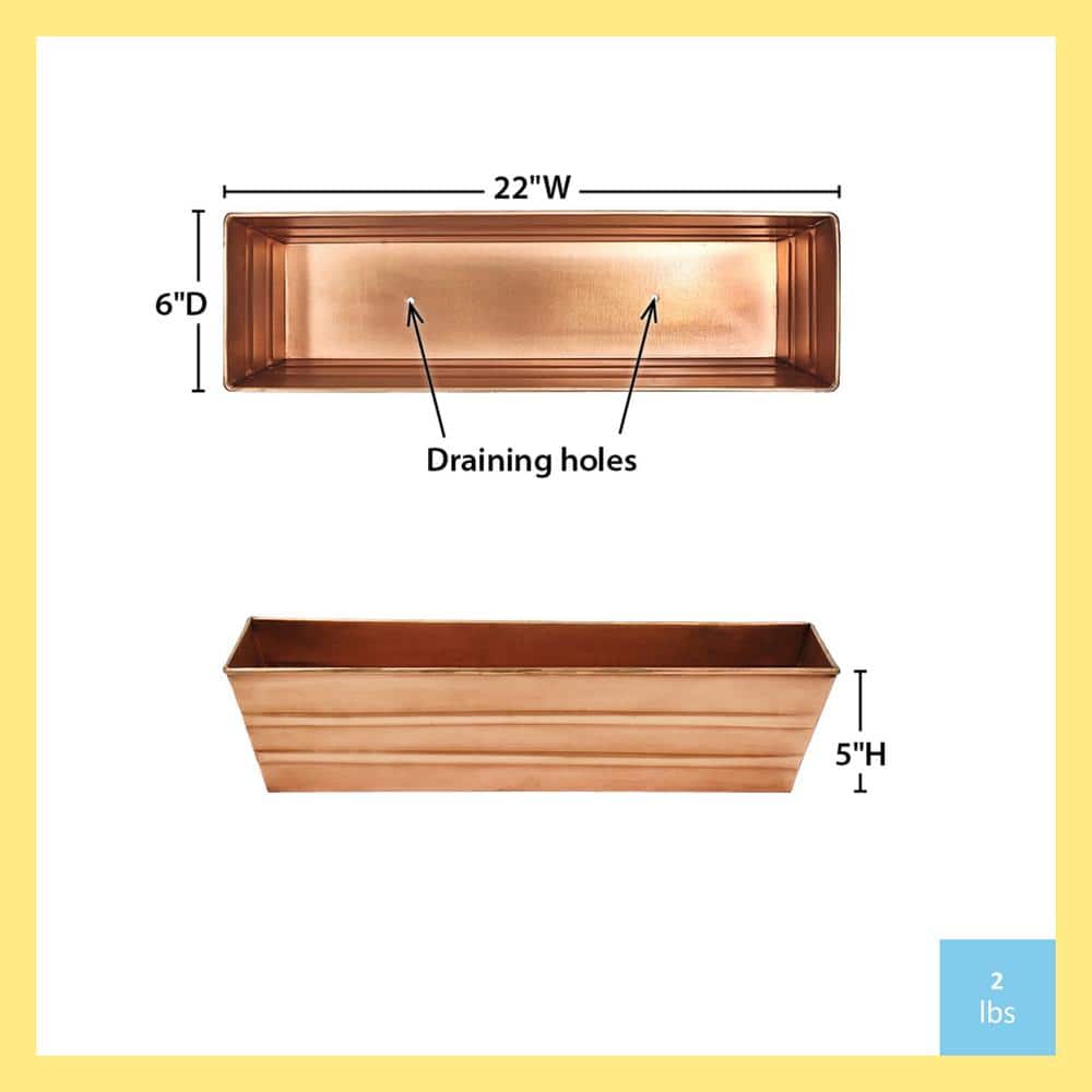 Small Copper Plated Galvanized Steel Rectangular Planter Box