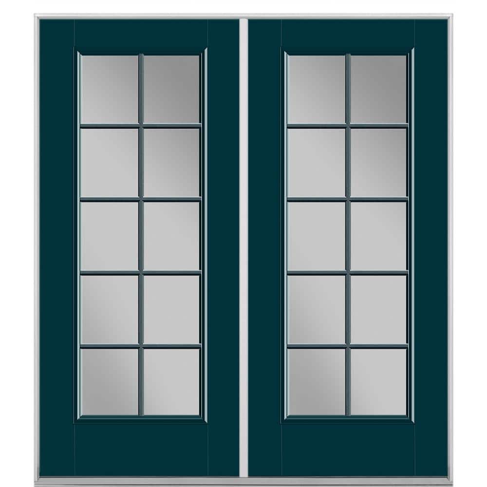 72 in. x 80 in. Night Tide Fiberglass Prehung Left-Hand Inswing 10-Lite Clear Glass Patio Door without Brickmold price history on PriceWatchPro