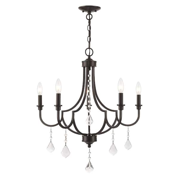 AVIANCE LIGHTING Bradshaw 5-Light English Bronze Chandelier with Clear Crystals
