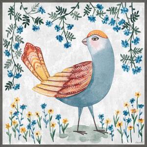 "Floral Bird" by Marmont Hill Floater Framed Canvas Animal Art Print 32 in. x 32 in. .