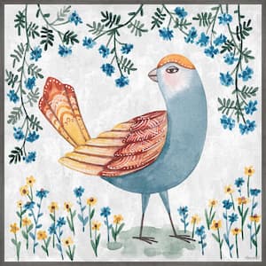 "Floral Bird" by Marmont Hill Floater Framed Canvas Animal Art Print 32 in. x 32 in. .