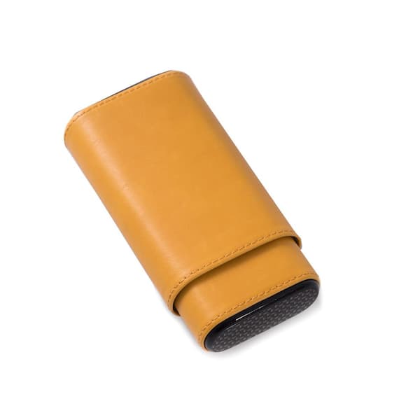 5.75 in. D x 1.25 in. H x 3 in. W Cedar Cigar Case in Yellow/Grey