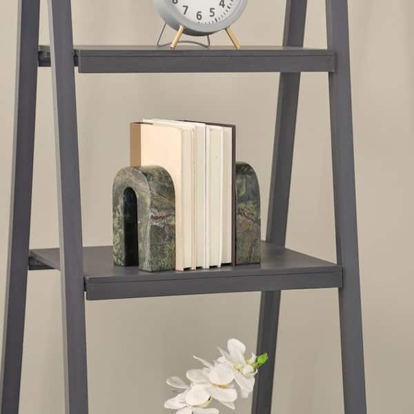 Litton Lane Green Marble Minimalistic Arched Bookends (Set of 2)