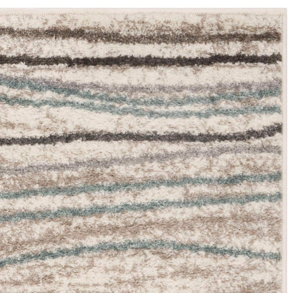 Amsterdam Cream and Beige 3' x 5' Striped Synthetic Area Rug