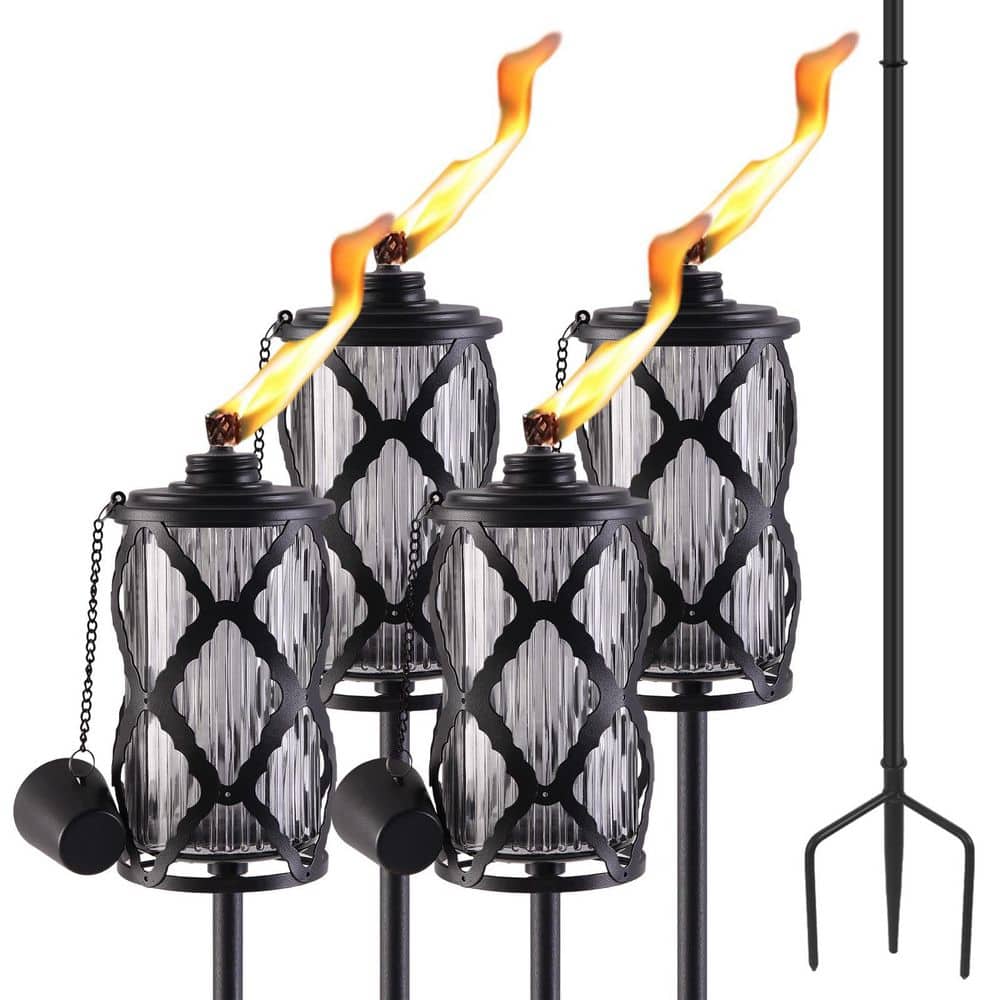 Home Garden Torch Set of 4,16oz Outdoor Glass Torch Garden Decor, 58-Inch Citronella Torches with Grounded Stake price history on PriceWatchPro