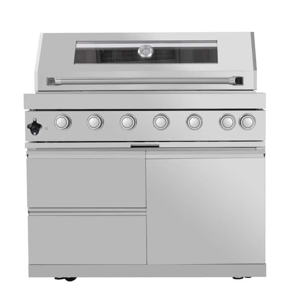 6-Burner Propane Gas Grill Island in Stainless Steel