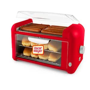 109 sq. in. Red Smokeless Hot Dog Roller with Bun Warmer