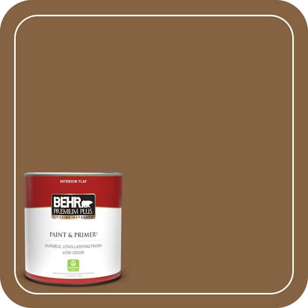 BEHR PREMIUM PLUS 1 qt. #MQ2-10 Burnt Caramel Flat Low Odor Interior Paint & Primer
